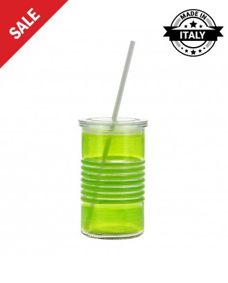 Pahar din sticla cu pai, 440 ml, verde, Jolla - SIMONA'S COOKSHOP